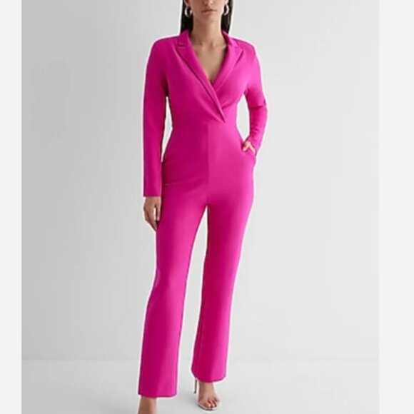 Express Women's Pink Jumpsuit Career Wear Work Long Sleeve Blazer Size 2 New - Picture 1 of 11